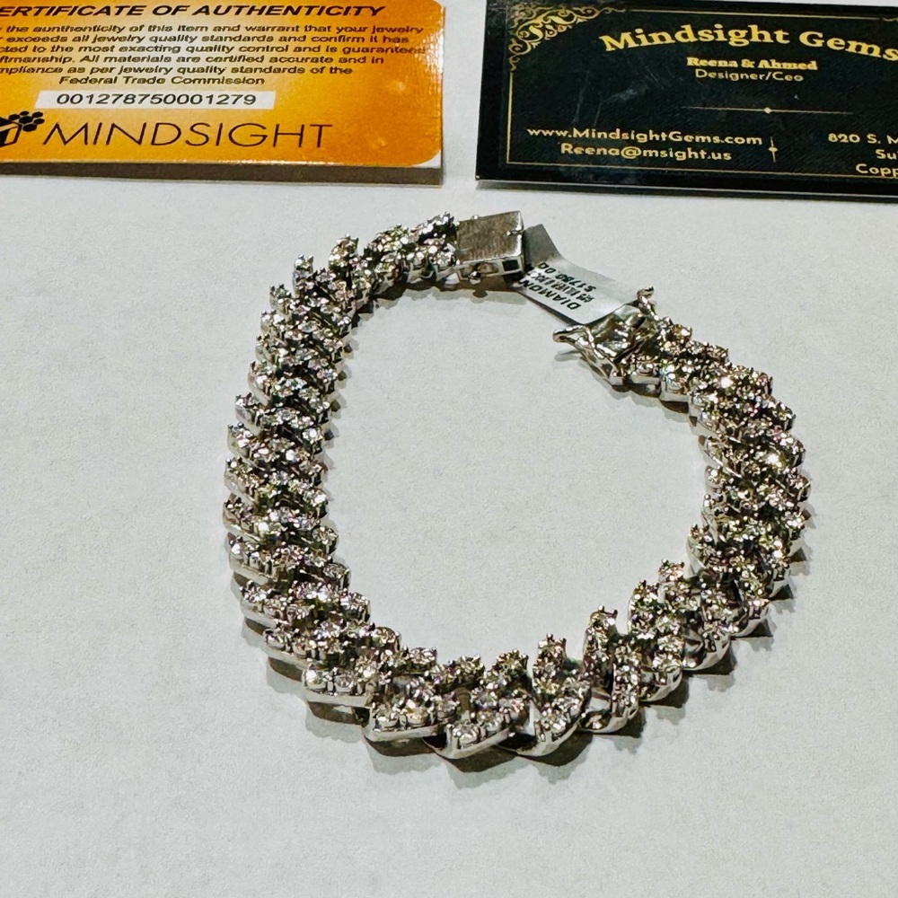 Real Diamond Cuban Link Bracelet, FREE APPRAISAL, Natural Earth Mined Diamonds, - Picture 7 of 8
